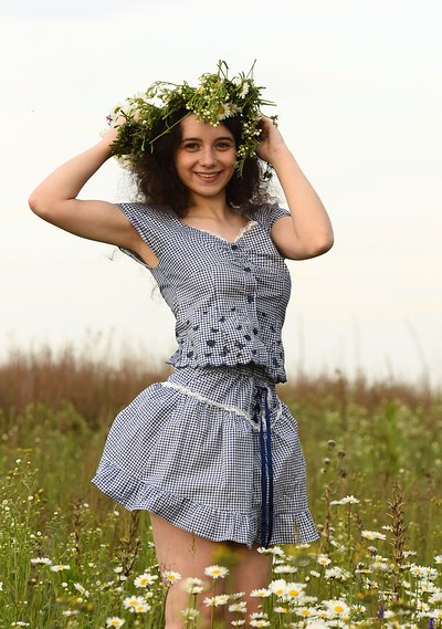 Angelic young babe Jennifer exposes her fresh body in the floral meadow  in Amour Angels set Wild Flowers