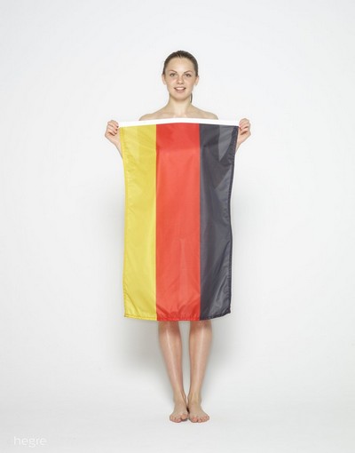 Sweet and sexy Cindy playfully poses naked with a German flag  in Hegre Art set Germany Undressed